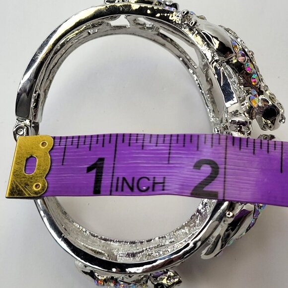 Silver Rhinestone Frog Lovers Cuff Bracelet - Picture 9 of 16